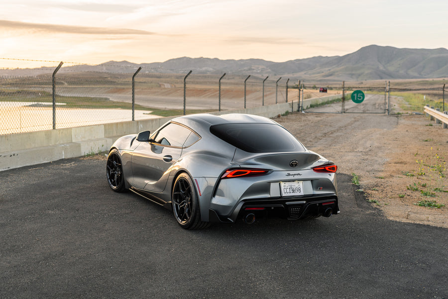 A 2021 Toyota Supra on Blaque Diamond BD-F25 Gloss Black Wheels