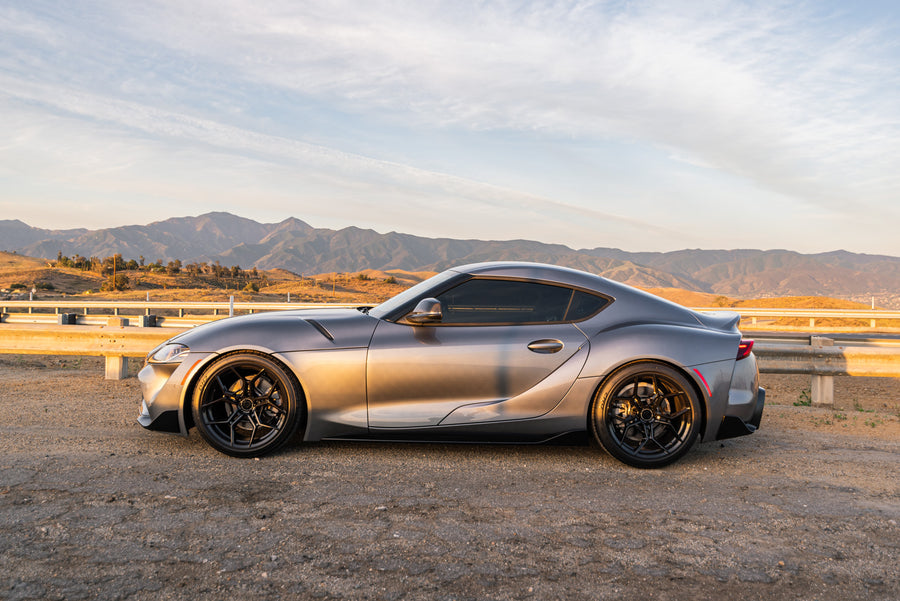 A 2021 Toyota Supra on Blaque Diamond BD-F25 Gloss Black Wheels