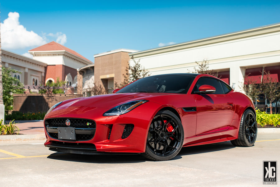 A 2015 Jaguar F-Type Coupe on Blaque Diamond BD-F25 Gloss Black Wheels