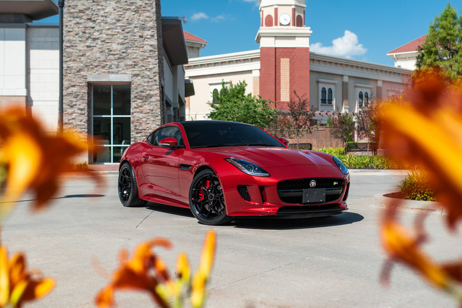 A 2015 Jaguar F-Type Coupe on Blaque Diamond BD-F25 Gloss Black Wheels