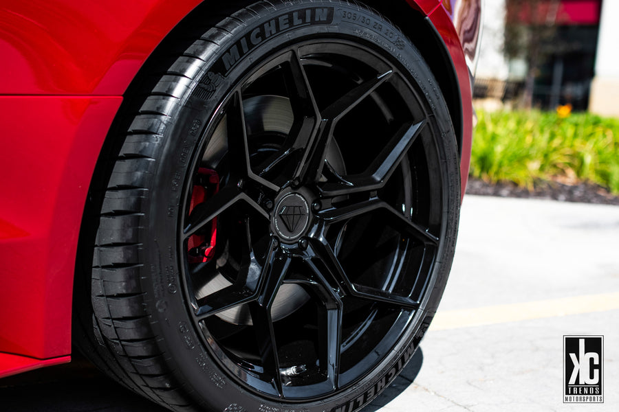 A 2015 Jaguar F-Type Coupe on Blaque Diamond BD-F25 Gloss Black Wheels