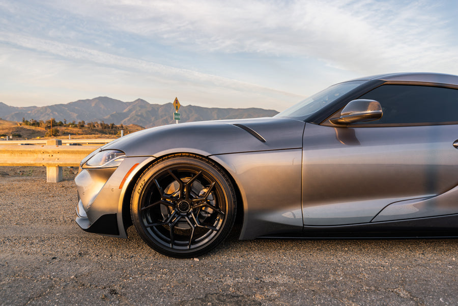 A 2021 Toyota Supra on Blaque Diamond BD-F25 Gloss Black Wheels
