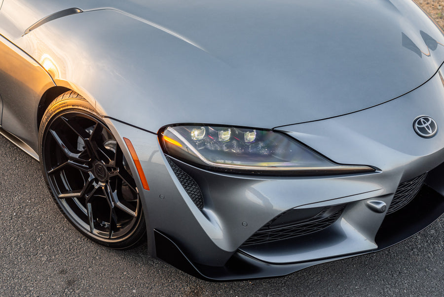 A 2021 Toyota Supra on Blaque Diamond BD-F25 Gloss Black Wheels