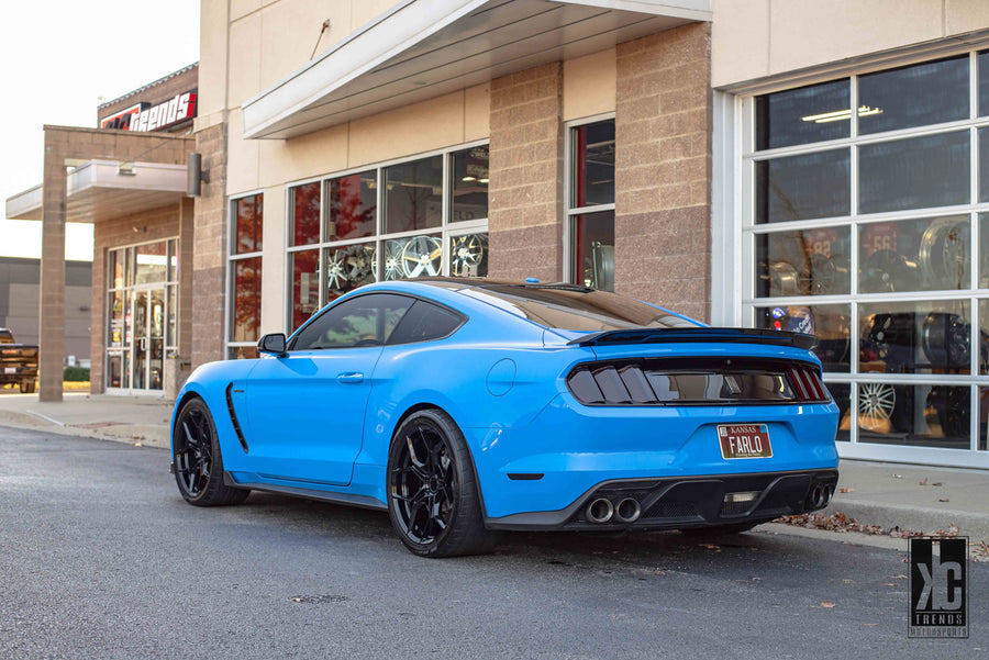 A 2017 Ford Mustang GT350 on Blaque Diamond BD-F25 Gloss Black Wheels