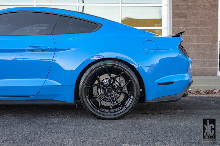 A 2017 Ford Mustang GT350 on Blaque Diamond BD-F25 Gloss Black Wheels