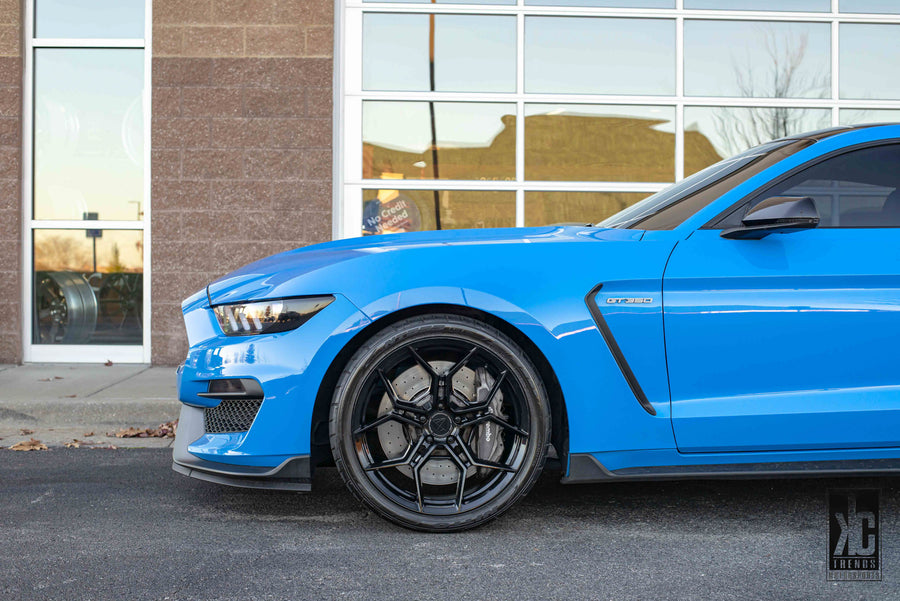 A 2017 Ford Mustang GT350 on Blaque Diamond BD-F25 Gloss Black Wheels