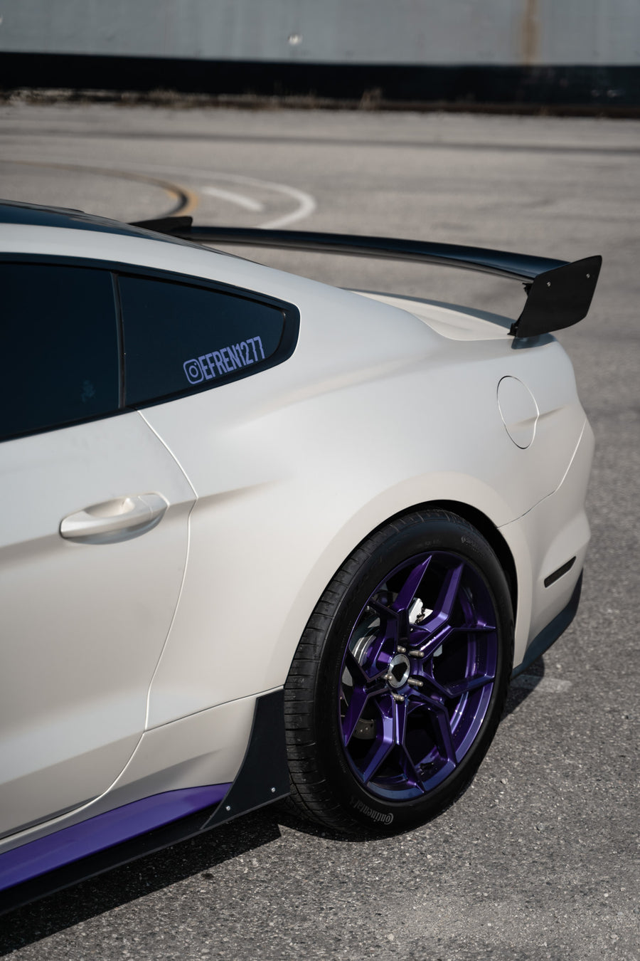 A 2015 Ford Mustang GT on Blaque Diamond BD-F25 Gloss Purple Wheels