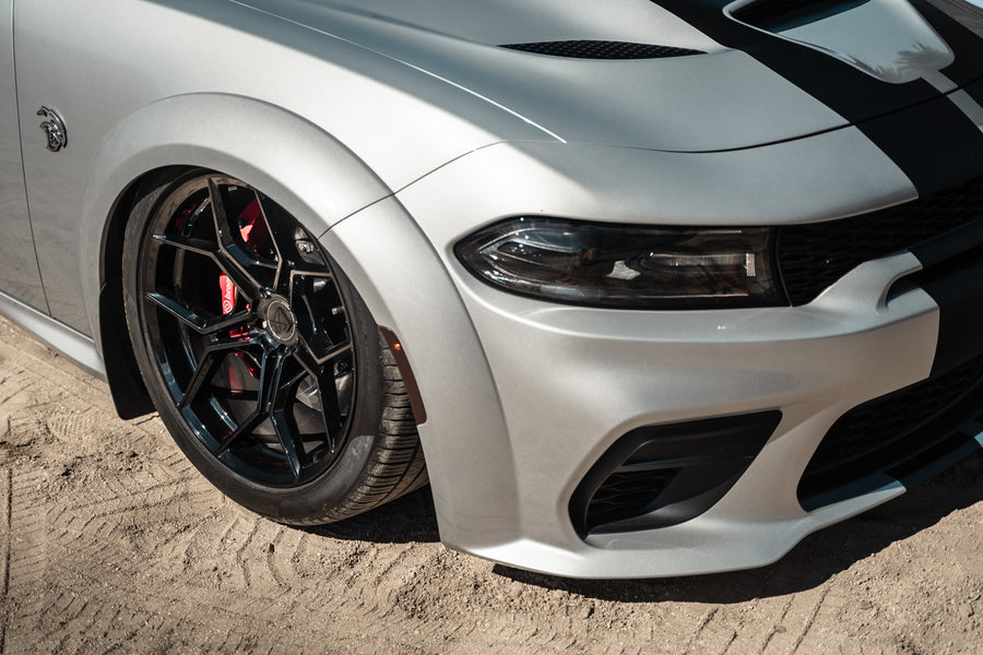 A 2020 Dodge Charger Hellcat Widebody on Blaque Diamond BD-F25 Gloss Black Wheels