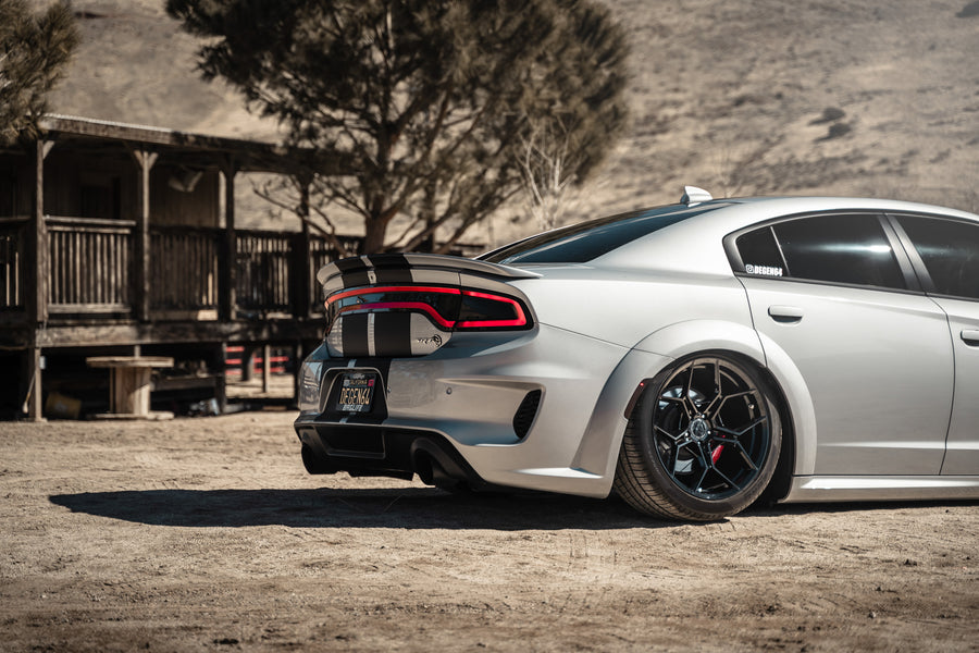 A 2020 Dodge Charger Hellcat Widebody on Blaque Diamond BD-F25 Gloss Black Wheels