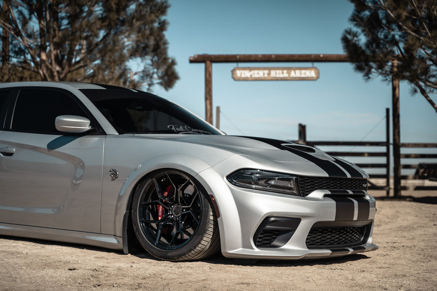 A 2020 Dodge Charger Hellcat Widebody on Blaque Diamond BD-F25 Gloss Black Wheels