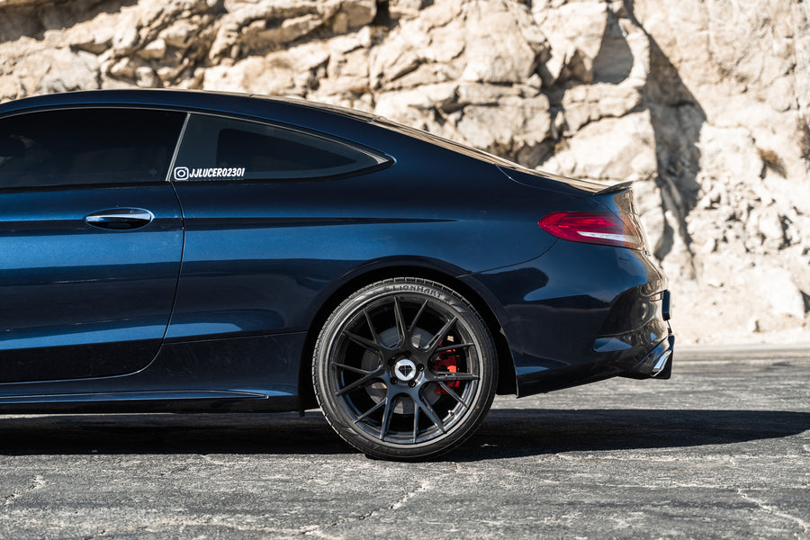 A 2017 Mercedes-Benz C43 AMG Coupe on Blaque Diamond BD-F18 Gloss Black Wheels