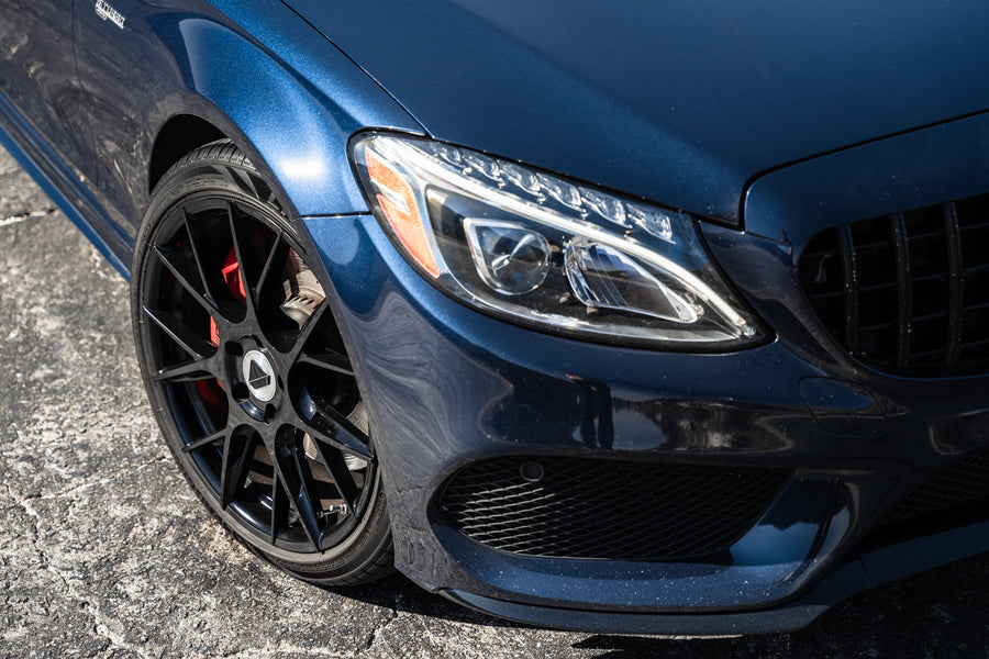 A 2017 Mercedes-Benz C43 AMG Coupe on Blaque Diamond BD-F18 Gloss Black Wheels