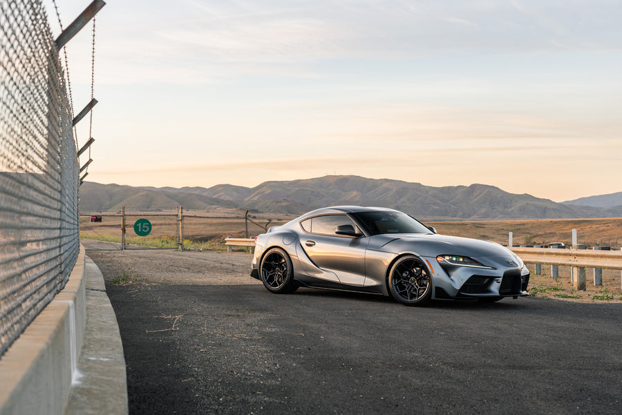 A 2021 Toyota Supra on Blaque Diamond BD-F25 Gloss Black Wheels