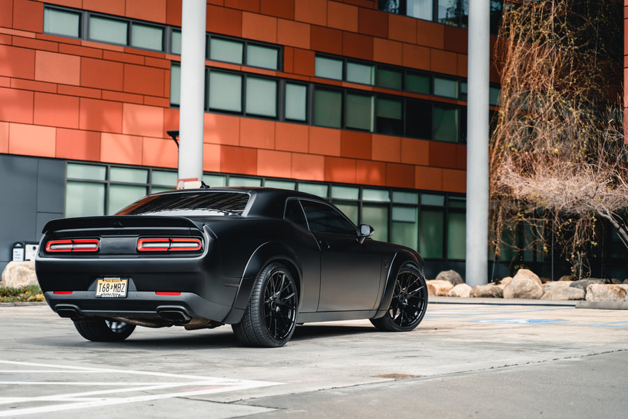 A 2019 Dodge Demon Redeye Widebody on Blaque Diamond BD-F18 Gloss Black Wheels