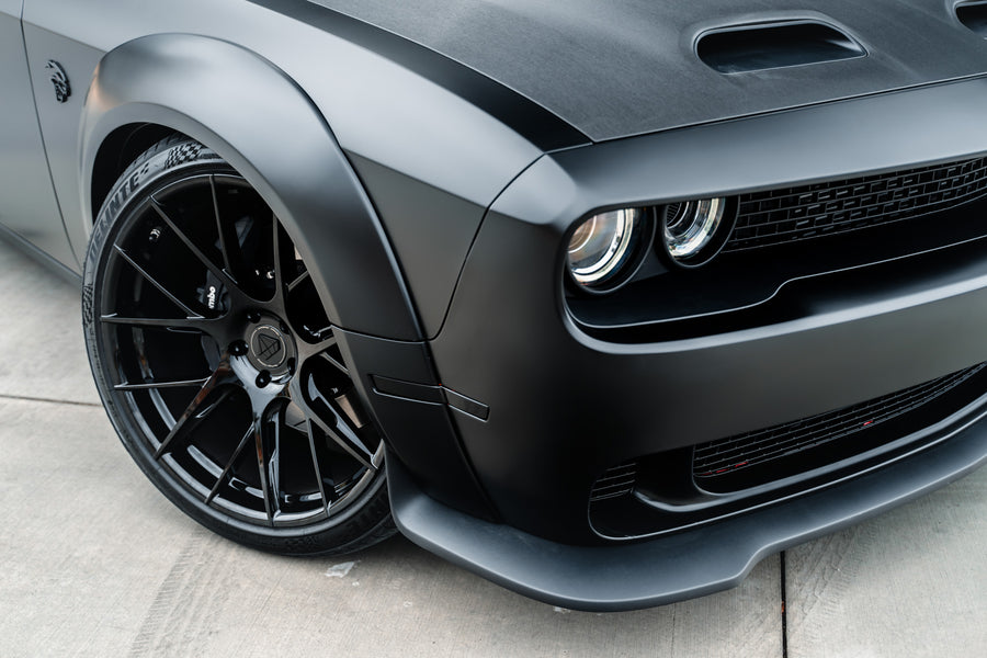 A 2019 Dodge Demon Redeye Widebody on Blaque Diamond BD-F18 Gloss Black Wheels