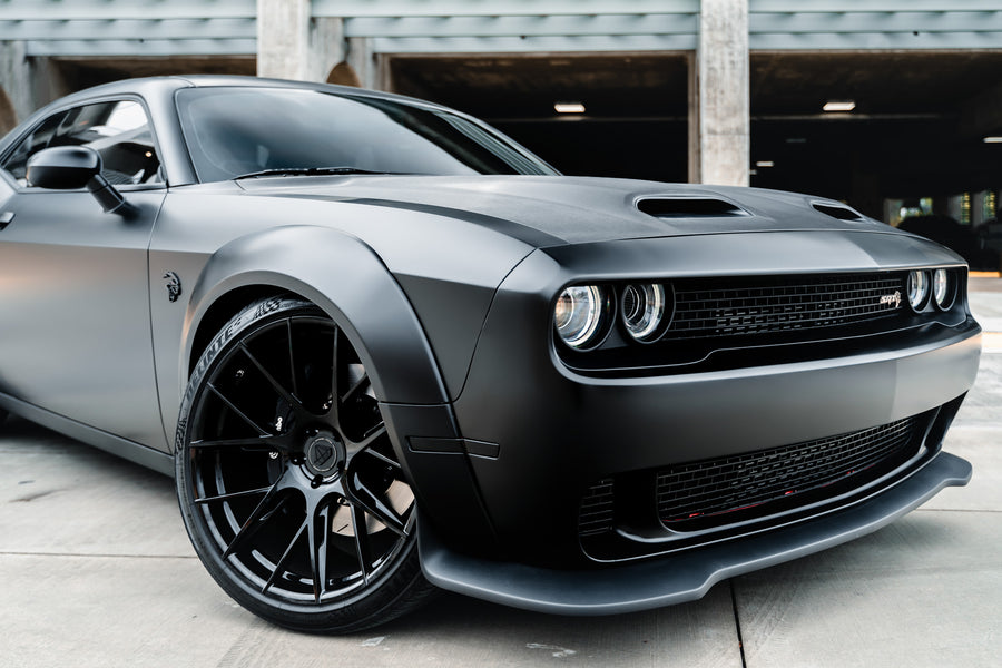 A 2019 Dodge Demon Redeye Widebody on Blaque Diamond BD-F18 Gloss Black Wheels