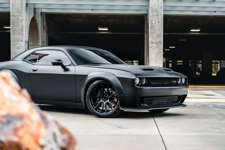 A 2019 Dodge Demon Redeye Widebody on Blaque Diamond BD-F18 Gloss Black Wheels