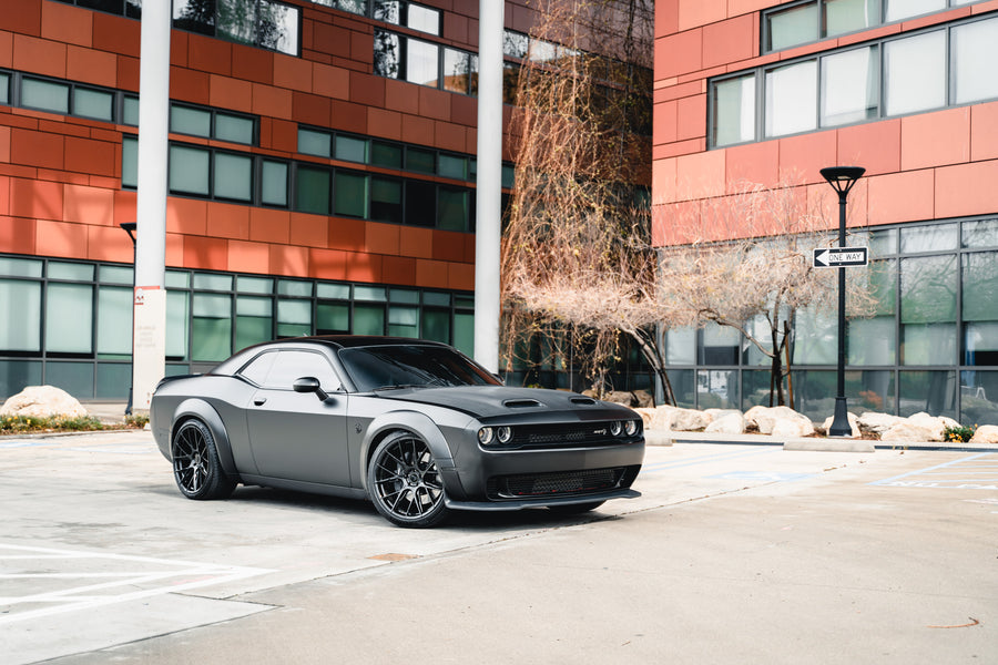 A 2019 Dodge Demon Redeye Widebody on Blaque Diamond BD-F18 Gloss Black Wheels