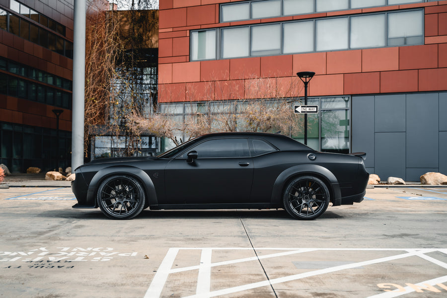 A 2019 Dodge Demon Redeye Widebody on Blaque Diamond BD-F18 Gloss Black Wheels