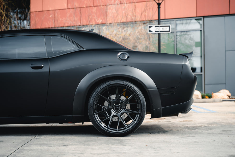 A 2019 Dodge Demon Redeye Widebody on Blaque Diamond BD-F18 Gloss Black Wheels