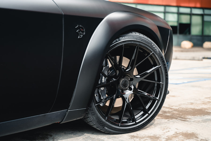 A 2019 Dodge Demon Redeye Widebody on Blaque Diamond BD-F18 Gloss Black Wheels
