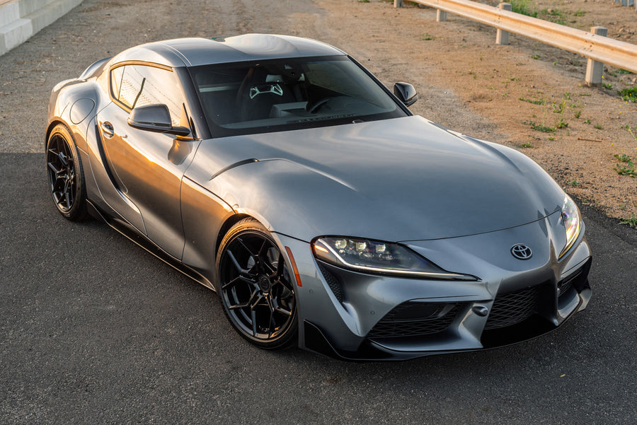 A 2021 Toyota Supra on Blaque Diamond BD-F25 Gloss Black Wheels