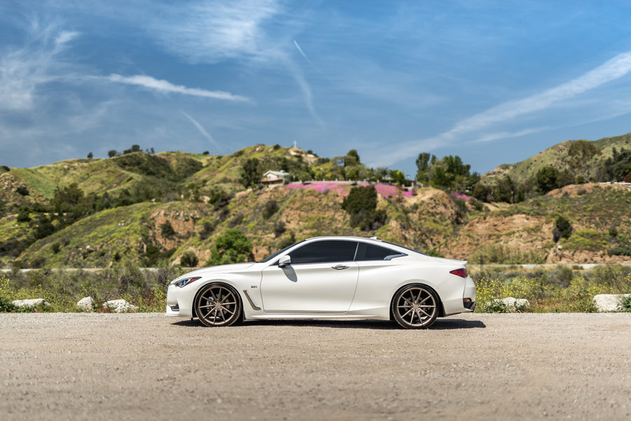 A 2017 Infiniti Q60 on Blaque Diamond BD-11 Antique Bronze Wheels