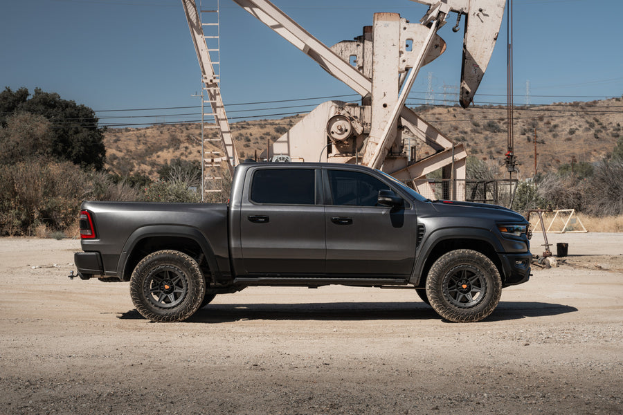 A 2022 Ram 1500 TRX on Blaque Diamond BD-O102 Textured Black Wheels