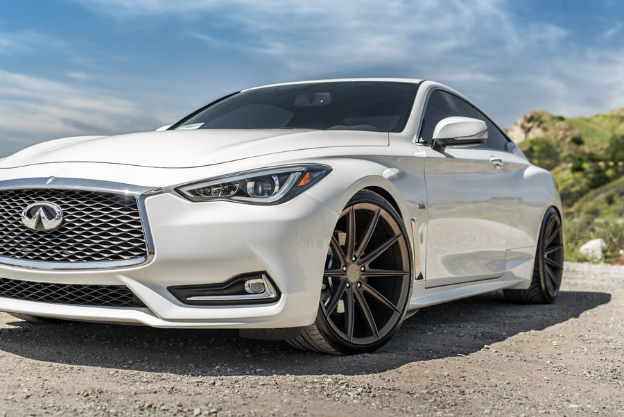A 2017 Infiniti Q60 on Blaque Diamond BD-11 Antique Bronze Wheels