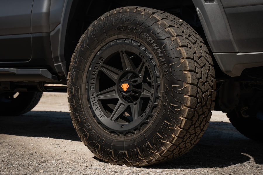 A 2022 Ram 1500 TRX on Blaque Diamond BD-O102 Textured Black Wheels