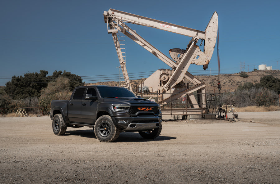 A 2022 Ram 1500 TRX on Blaque Diamond BD-O102 Textured Black Wheels