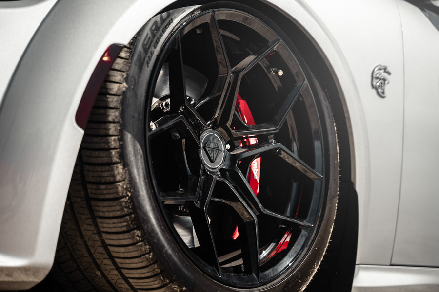 A 2020 Dodge Charger Hellcat Widebody on Blaque Diamond BD-F25 Gloss Black Wheels