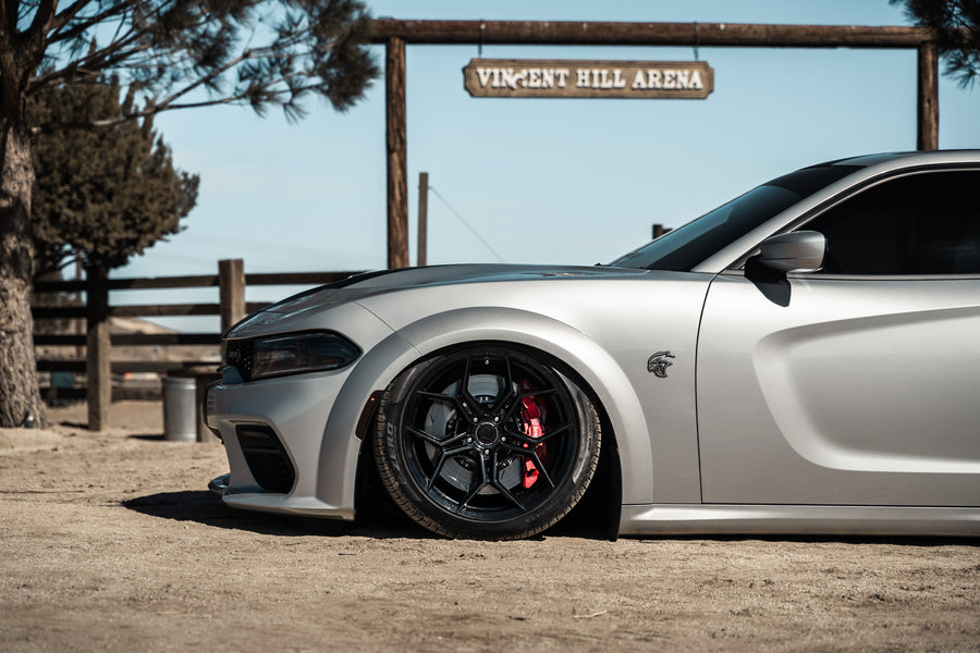 A 2020 Dodge Charger Hellcat Widebody on Blaque Diamond BD-F25 Gloss Black Wheels