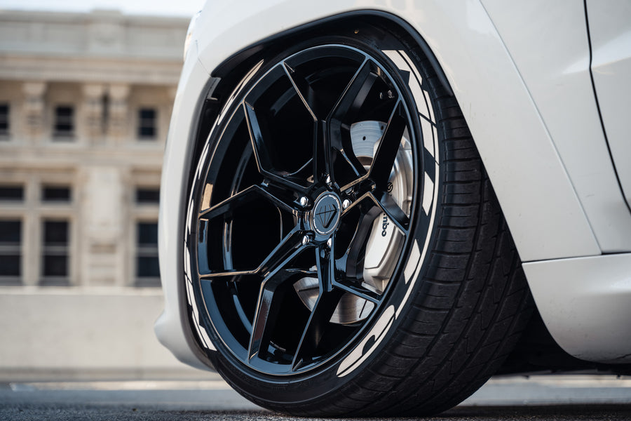 A 2014 Jeep Cherokee SRT8 on Blaque Diamond BD-F25 Gloss Black Wheels