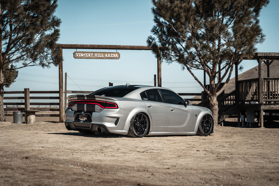 A 2020 Dodge Charger Hellcat Widebody on Blaque Diamond BD-F25 Gloss Black Wheels
