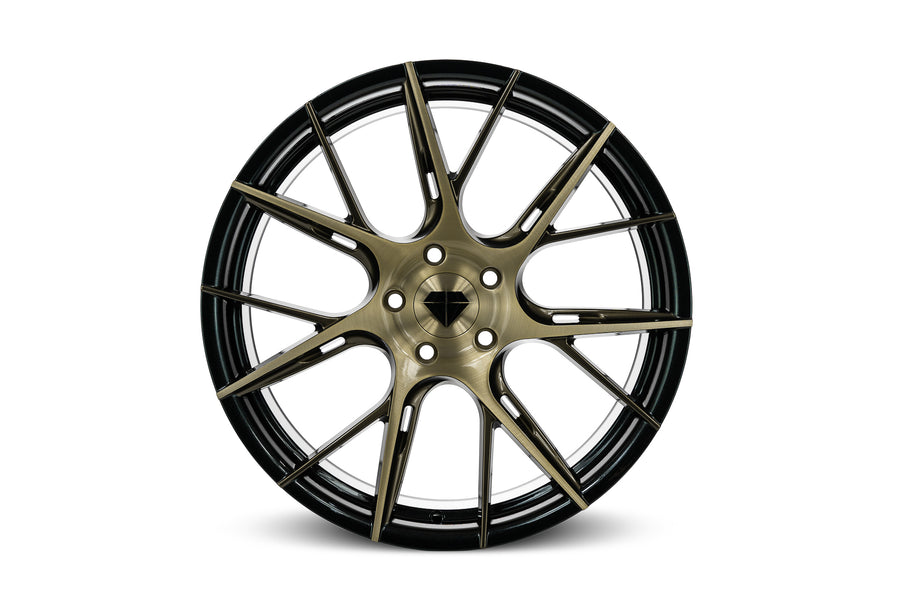 BD-F18 Brassy Gold w/ Carbon Flash Zeus Bronze | Flow Forged Series Wheel