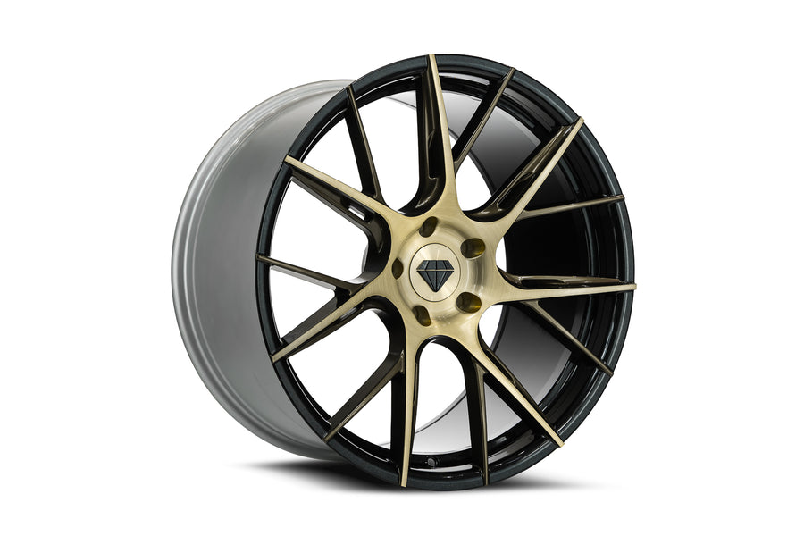 Blaque Diamond BD-F18 Custom Finish Brassy Gold w/ Carbon Flash Zeus Bronze Flow Forged Series Wheel Product Photo