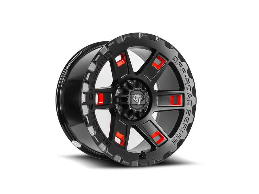 BD-O801 Textured Black w/ Gloss Red Pockets | Off-Road Series Wheel