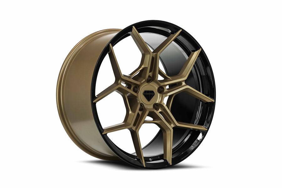 Blaque Diamond BD-F25 Custom Finish Gold with Gloss Black Flow Forged Series Wheel Product Photo