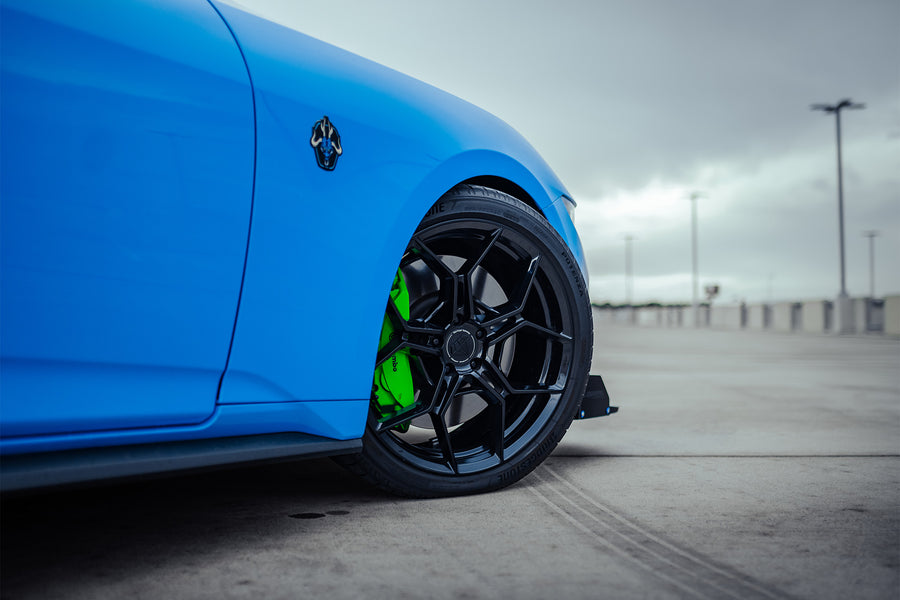 2024 Ford Mustang GT on Blaque Diamond F25 Gloss Black wheels.