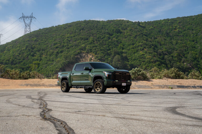 A 2022 Toyota Tundra TRD on 20 Inch Blaque Diamond BD-O801 Matte Bronze Wheels