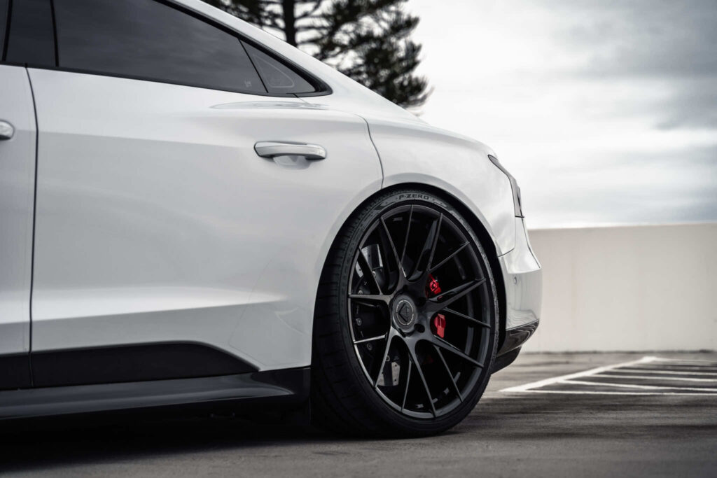 A 2022 Audi RS E Tron GT on 20 Inch Blaque Diamond BD-F18 Gloss Black Wheels