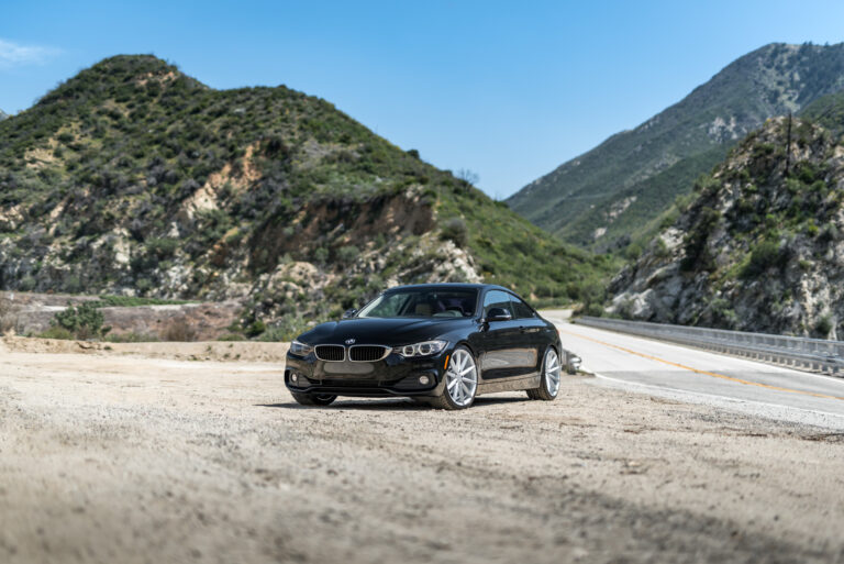 A 2014 BMW 428i on 20 Inch Staggered Blaque Diamond BD-11 Frozen Silver Wheels