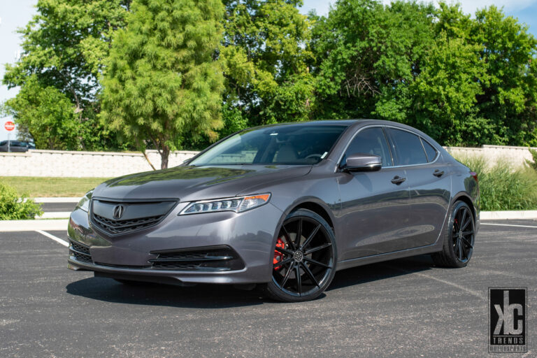 A 2015 Acura TLX on 20 Inch Blaque Diamond BD-11 Gloss Black Wheels