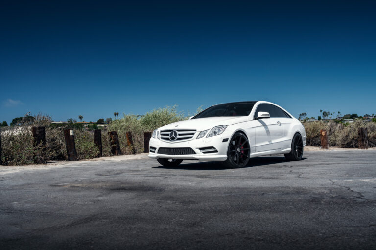 A 2015 Mercedes-Benz E550 on 20 Inch Blaque Diamond BD-11 Gloss Black Wheels