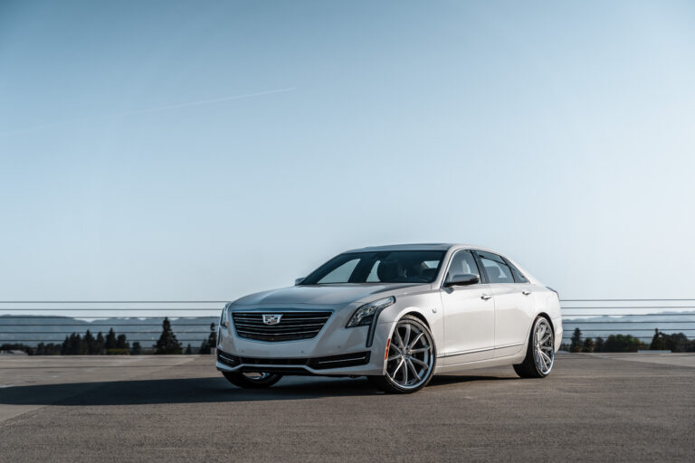 A 2016 Cadillac CT6 on Blaque Diamond BD-23 Silver Machined with Chrome Lip Wheels