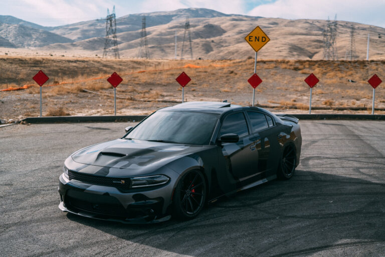 A 2016 Dodge Charger Scat Pack on 20 Inch Blaque Diamond BD-11 Gloss Black Wheels