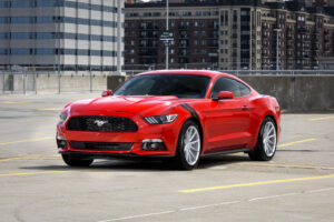 A 2017 Ford Mustang on Blaque Diamond BD-11 Gloss Silver Wheels