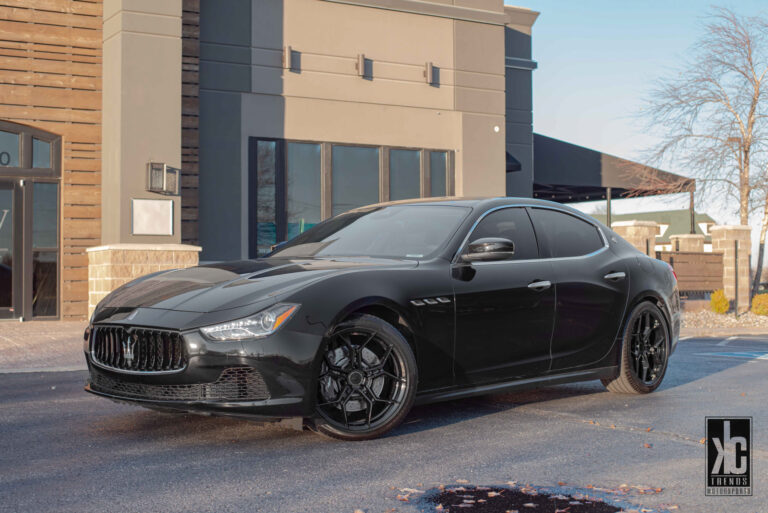 A 2017 Maserati Ghibli on Blaque Diamond BD-F25 Gloss Black Wheels