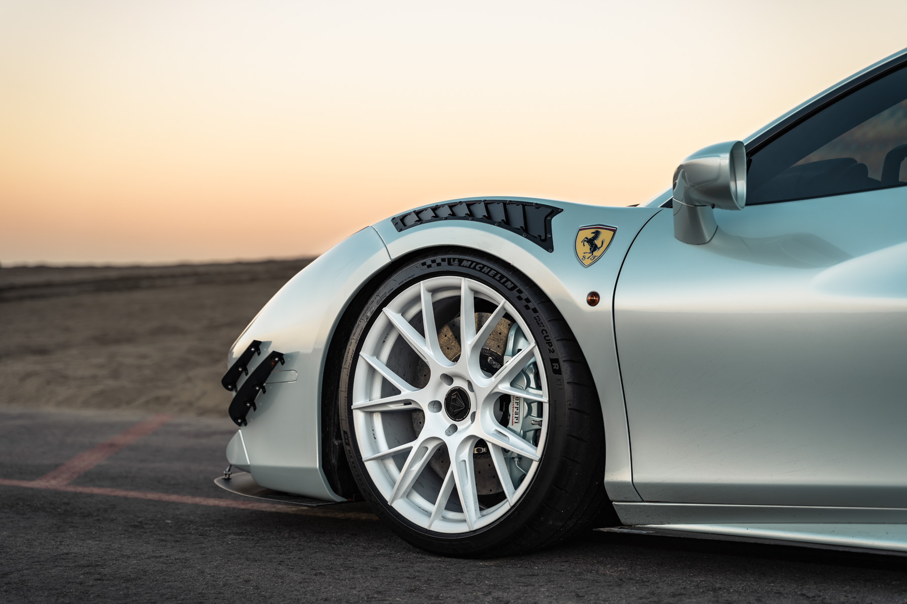 A 2018 Ferrari 488 on 20 Inch Blaque Diamond BD-F18 Gloss White Wheels